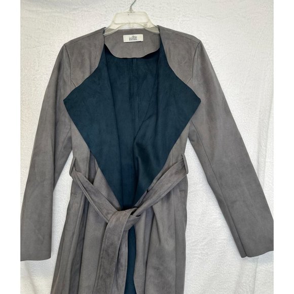 Belle Badgley Mischa Jojo Faux Suede Gray Duster Jacket - Picture 10 of 10